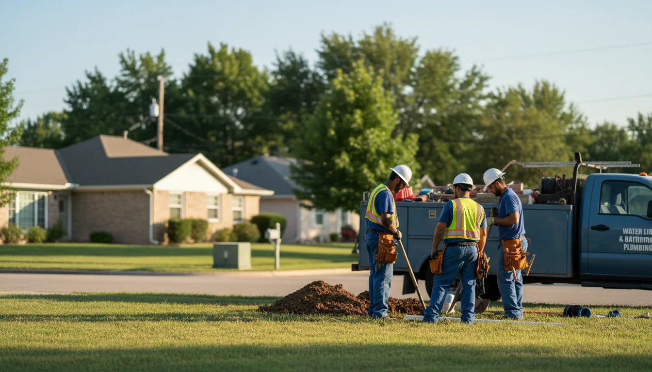 Residential water line and bathroom plumbing service in Oakland, IA